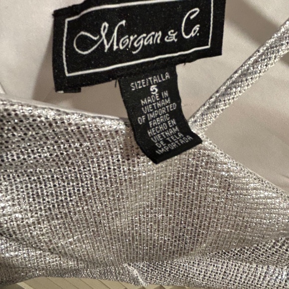 NWT Morgan & Co. Silver/White Sleeveless Cocktail Evening Mini Dress - Picture 7 of 7